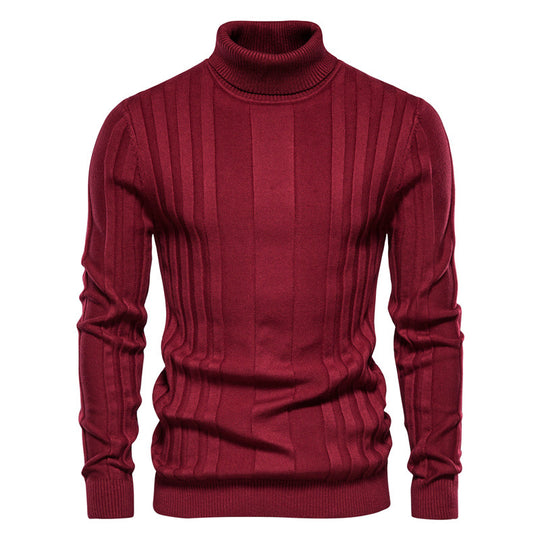 Herren Strickpullover mit hochgeschlossenem Kragen und eleganter Rippstruktur R&B