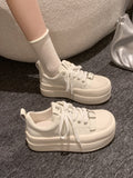 Damen modische Plattform-Sneaker mit elastischem Schnürsystem und robustem Sohlenprofil R&B