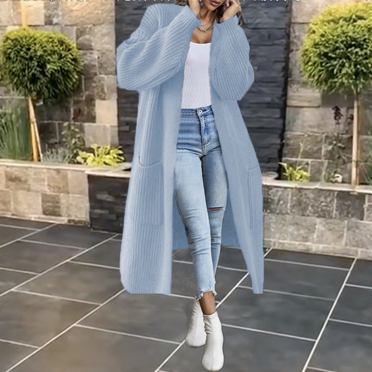 Damen Grobstrickcardigan mit tiefen Taschen und voluminösen Ärmeln R&B