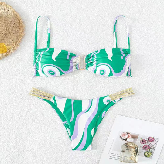 Damen Triangel-Bikini mit elegantem Raffungseffekt und modischen Akzenten R&B