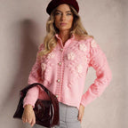 Damen Strickjacke mit floralen Details und Knopfverschluss R&B