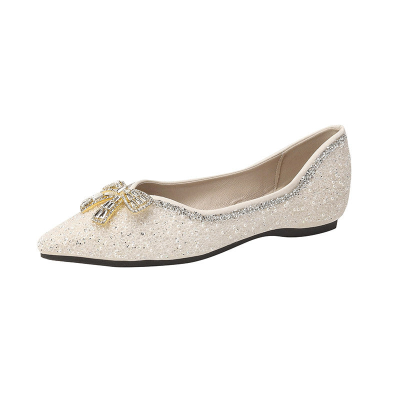 Damen Ballerinas mit funkelnder Schleifenapplikation und glitzerndem Obermaterial R&B