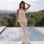 Damen elegantes Häkel-Set mit weitem Bein R&B