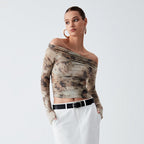 Damen Elegantes Oberteil mit Offshoulder-Passform und drapiertem Design R&B