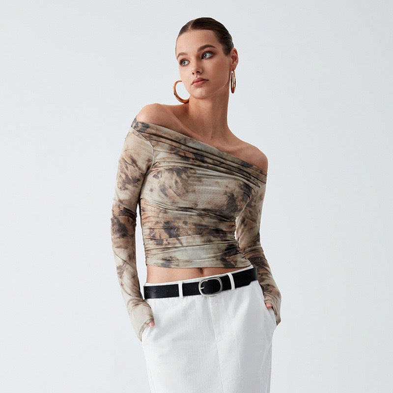 Damen Elegantes Oberteil mit Offshoulder-Passform und drapiertem Design R&B