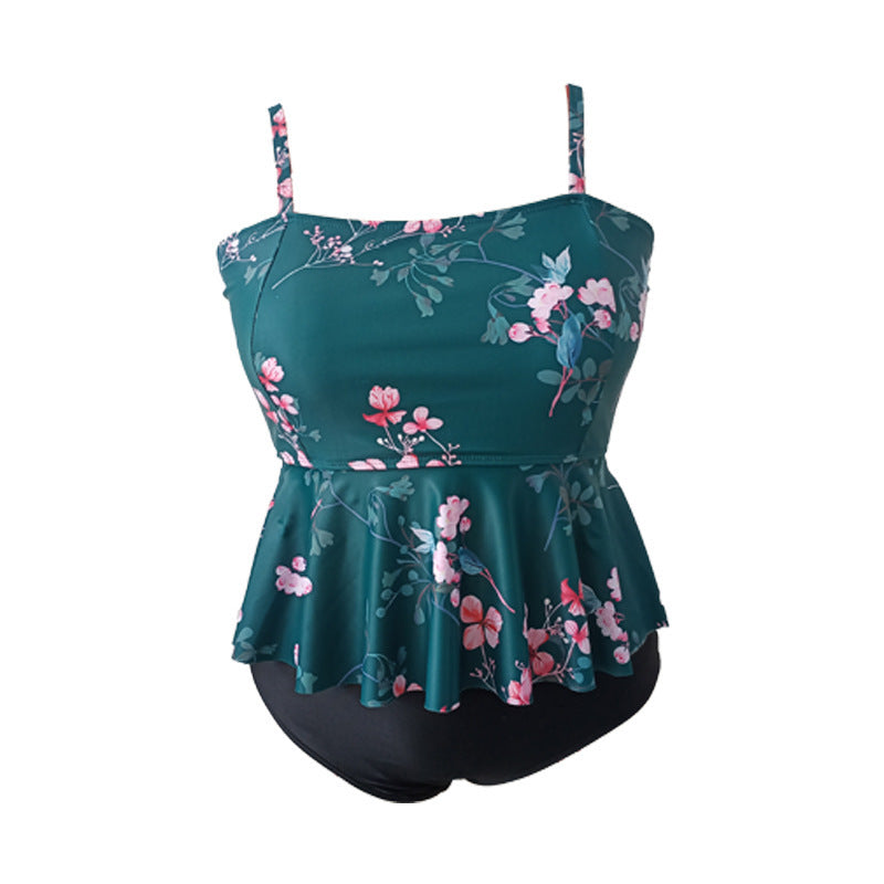 Damen Badeanzug mit schickem Flatterrock und floralem Design R&B