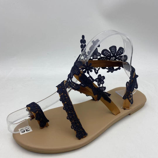 Damen Glamouröse und elegante Zehentrenner-Sandalen mit Perlenschmuck R&B
