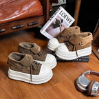 Damen Plateau-Sneaker mit modischem Falten-Design und bequemer Dämpfung