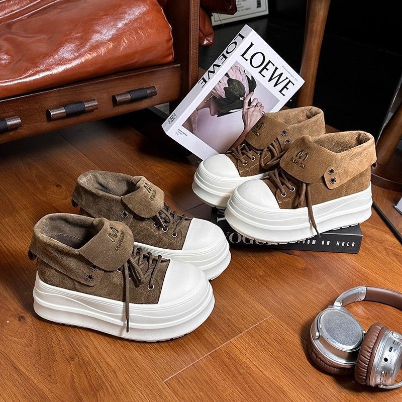 Damen Plateau-Sneaker mit modischem Falten-Design und bequemer Dämpfung