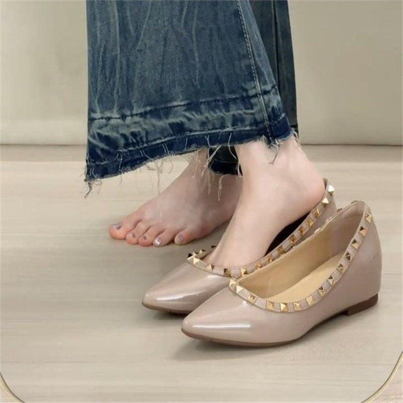 Damen spitze Ballerinas mit goldenen Nieten R&B