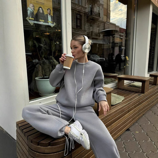 Damen lässiges Sweatshirt und weite Jogginghose Set R&B