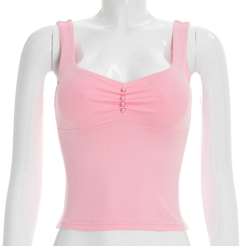 Damen modisches Bustier-Oberteil mit dekorativen Knopfdetails R&B