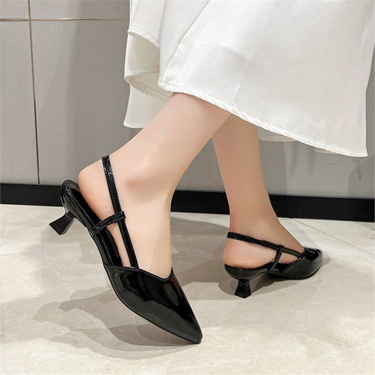 Damen Slingback Pumps mit spitzem Design und glänzender Oberfläche R&B