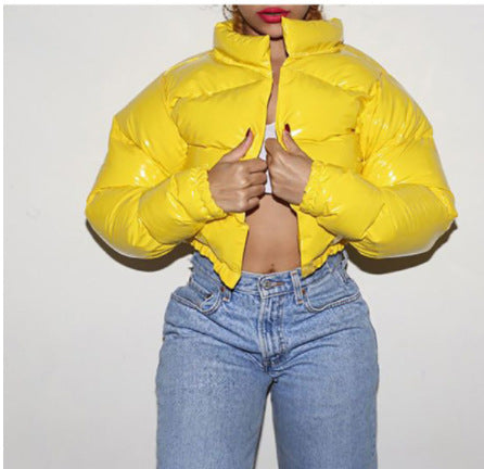 Damen modische kurze Steppjacke mit glänzendem Finish R&B