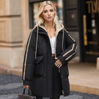 Damen gesteppte Winterjacke mit abnehmbarer Kapuze