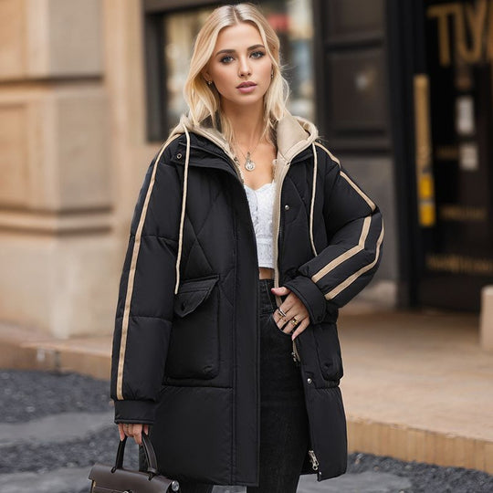 Damen gesteppte Winterjacke mit abnehmbarer Kapuze R&B