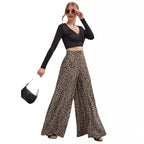 Damen Weite Palazzo-Hose mit modernem Punktmuster und hohem Bund R&B