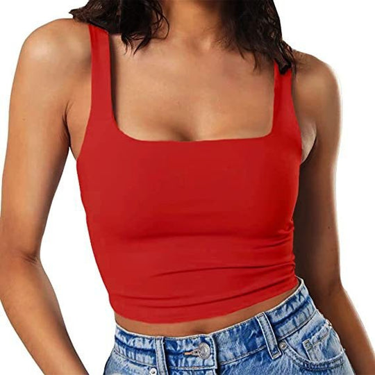 Damen Crop-Top mit quadratischem Ausschnitt und schmalem Schnitt R&B