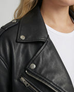 Damen Lockere Kunstleder Bikerjacke