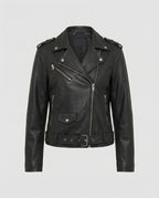 Damen Lockere Kunstleder Bikerjacke