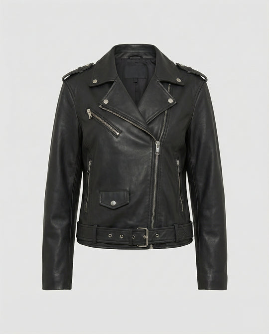 Damen Lockere Kunstleder Bikerjacke