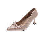 Damen elegante Pumps mit modischem Schleifendesign und bequemem Blockabsatz R&B