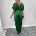 Damen Midikleid mit elegantem V-Ausschnitt und seitlichem Schlitz R&B