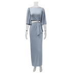 Damen elegantes Maxikleid mit raffiniertem Drapierungsdetail R&B