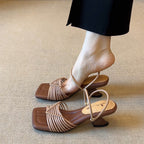 Damen Sandalen mit geflochtenem Design und komfortablem Blockabsatz R&B