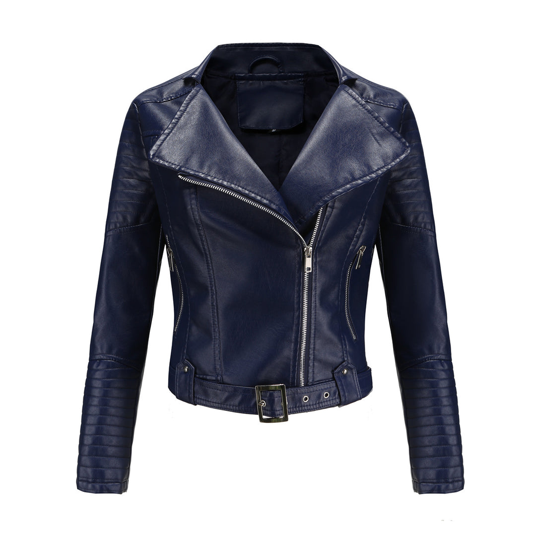 Übergangsjacke Damen schwarz im Biker-Design tailliert