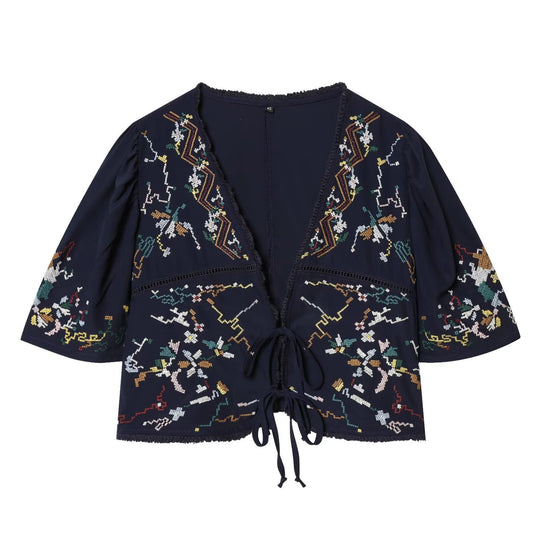 Damen kurze Bluse mit Platz für elegantes Binden R&B