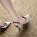 Damen elegante Slingback Pumps mit Spitze und Tiermotiven R&B
