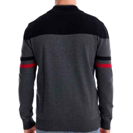 Herren sportliche Strickjacke mit hohem Kragen und Reißverschluss R&B