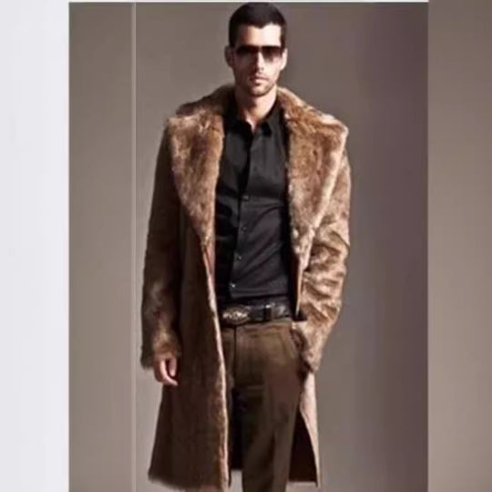 Herren Eleganter Kunstfell-Mantel R&B