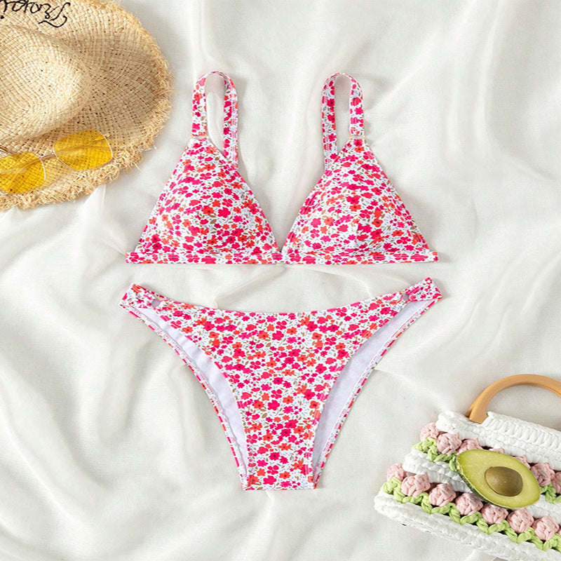 Damen Triangel-Bikini mit floralem Muster