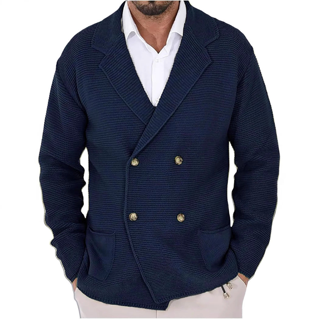 Herren Strickjacke mit doppelter Knopfleiste und modernen Taschen R&B