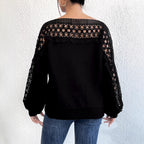 Damen Elegantes Strickoberteil mit raffinierten Spitzenärmeln R&B