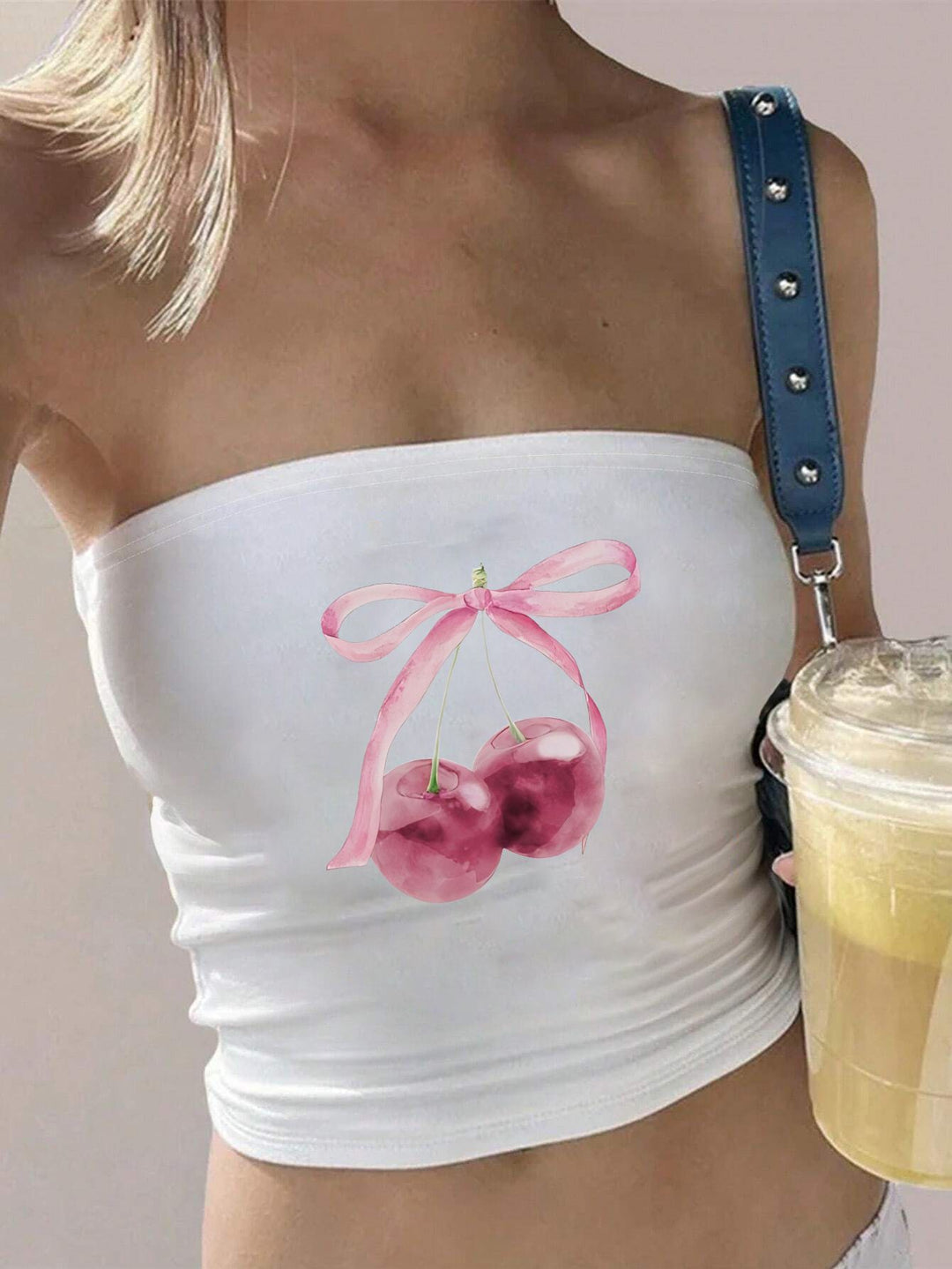 Damen Bandeau-Top mit auffälligem Statement-Aufdruck R&B