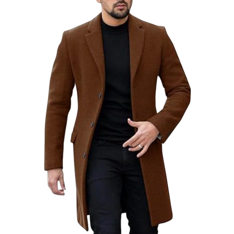 Herren eleganter Wollmantel mit modernem Schnitt und praktischen Taschen R&B