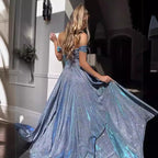 Damen Glamouröses Abendkleid mit schimmerndem Oberteil und floralen Verzierungen R&B