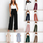 Damen Weit geschnittene High-Waist-Hose mit Binde-Gürtel und Taschen R&B