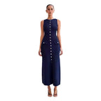 Damen Strick-Maxikleid mit durchgehendem Knopfverschluss