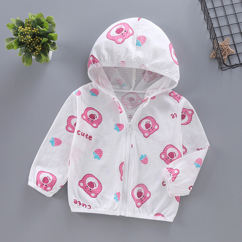 Unisex nan leichte Kapuzenjacke für Kleinkinder mit süßem Tierprint und Reißverschluss  R&B