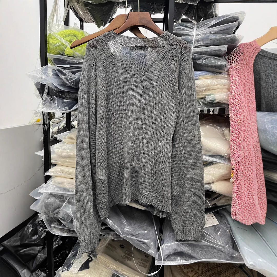 Damen lässiger Pullover mit Knopfdetails R&B
