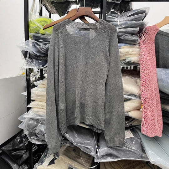 Damen lässiger Pullover mit Knopfdetails R&B