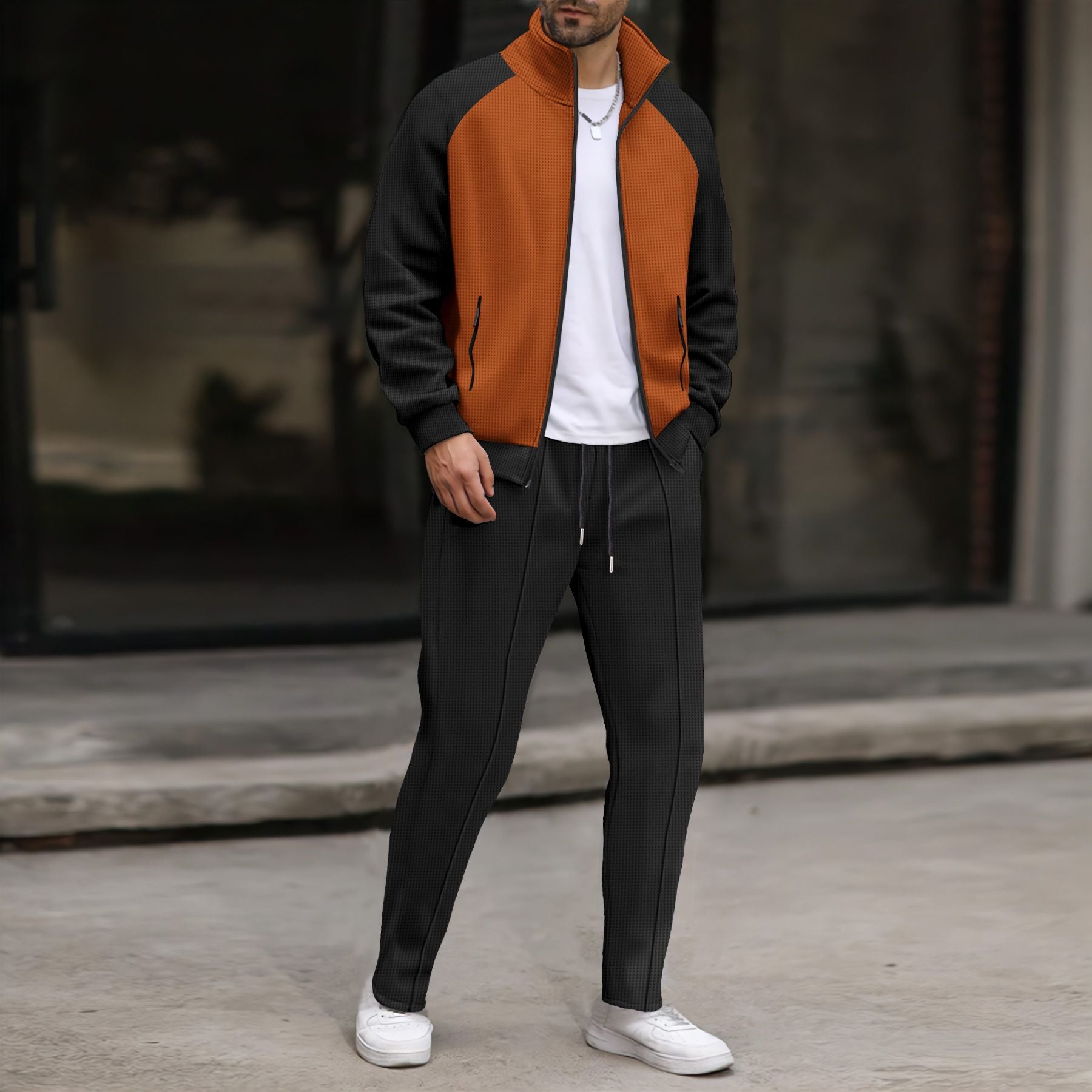 Herren Sportliche Trainingsjacke und Jogginghose Set R&B