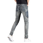 Herren modische Jeans im kreativen Design mit Reißverschlüssen und Detailnähten R&B