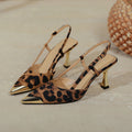 Damen Slingback-Pumps mit modischem Leopardenmuster und ausgefallenem Absatz