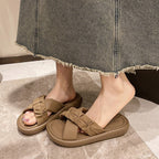 Damen Modische und bequeme Slipper mit verstellbarem Knoten-Riemen EB