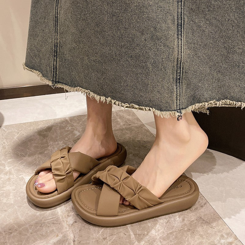 Damen Modische und bequeme Slipper mit verstellbarem Knoten-Riemen EB